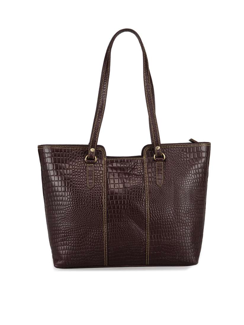 Buy GENWAYNE Brown Textured Leather Structured Handheld Bag Handbags for Women 20737348 Myntra