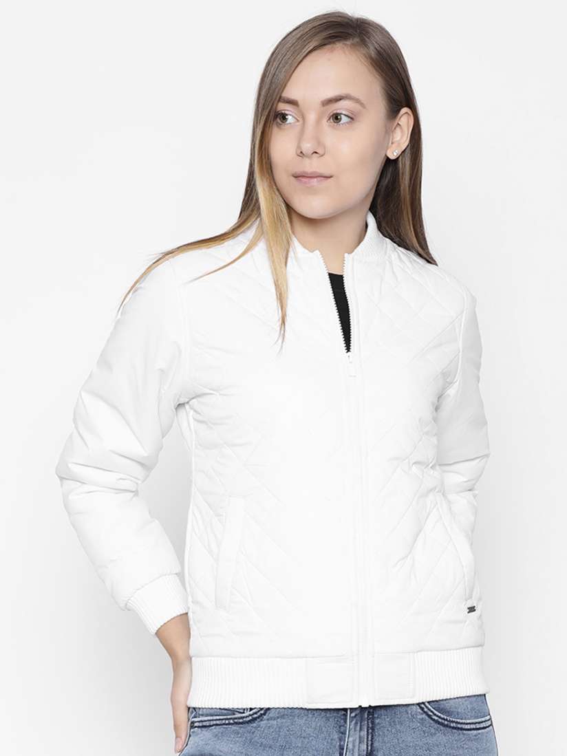 Buy Pepe Jeans Women White Self Design Quilted Jacket Jackets for Women 2073968 Myntra
