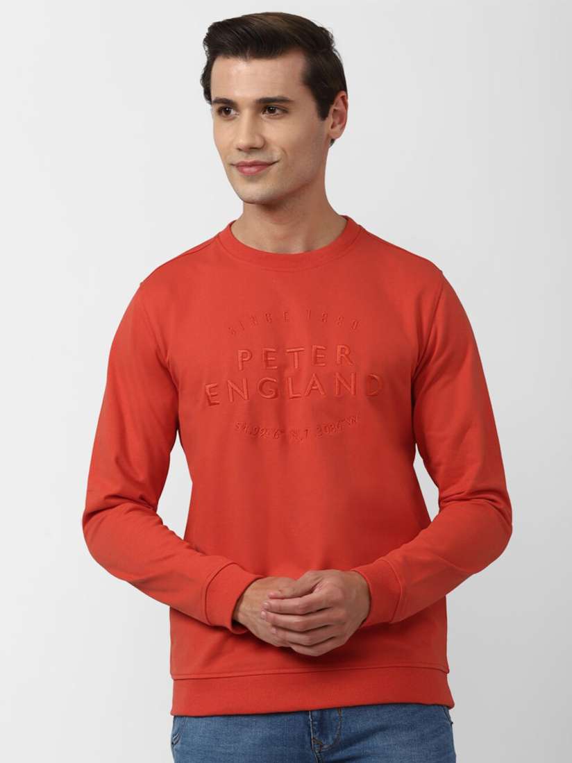 Buy Peter England Casuals Men Orange Embroidered Sweatshirt Sweatshirts for Men 20742508 Myntra