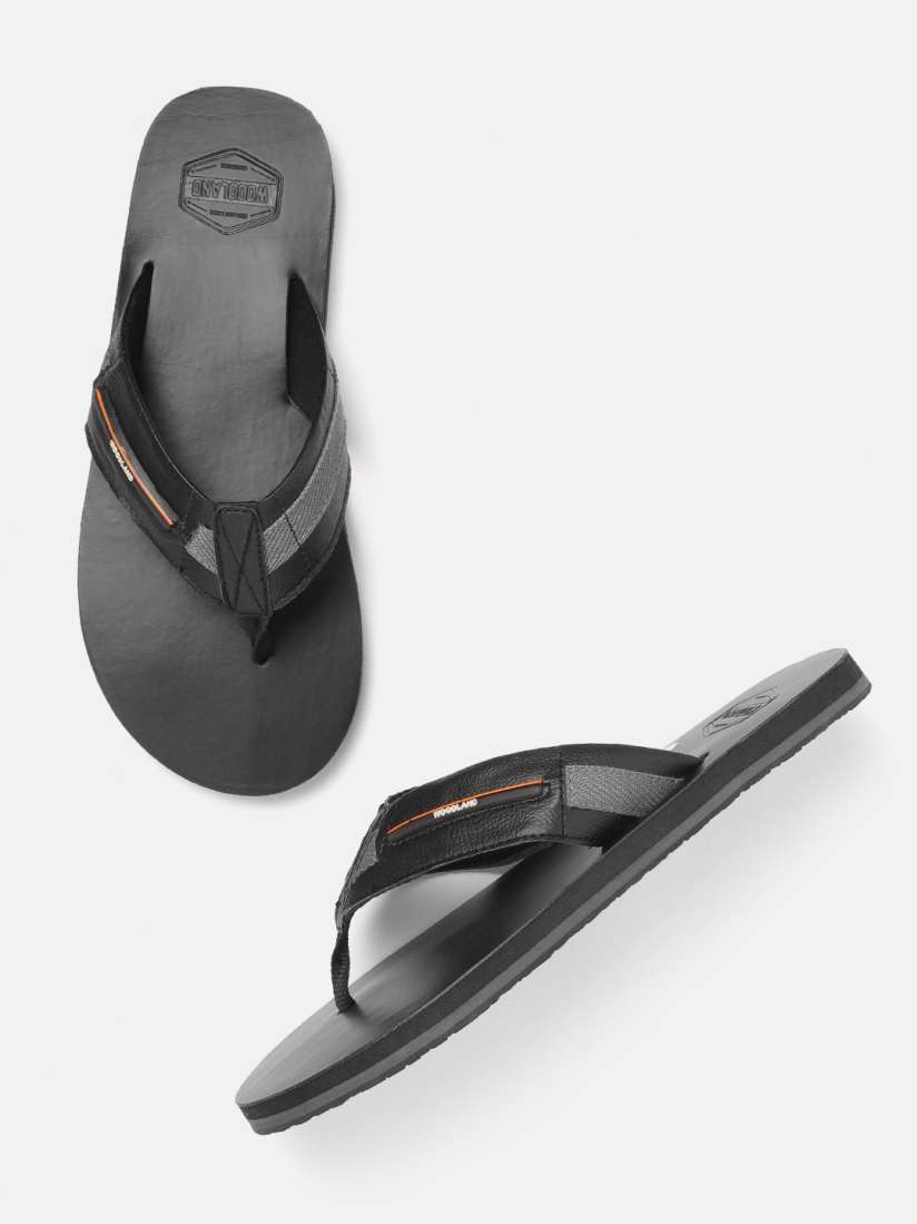 Buy Woodland Men Black Grey Striped Thong Flip Flops Flip Flops for Men 20745636 Myntra