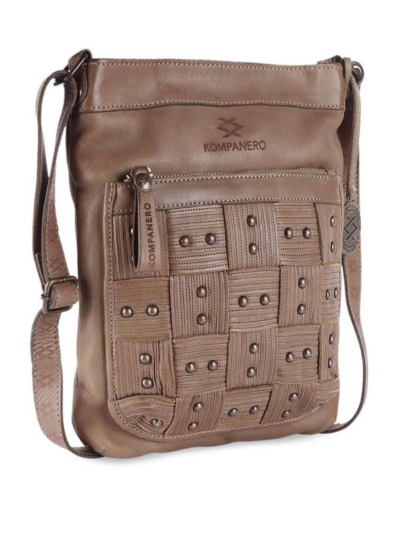 Buy KOMPANERO Women Brown Leather Structured Sling Bag Handbags for Women 20748024 Myntra