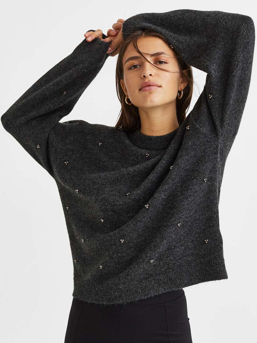 Buy H M Women Grey Beaded jumper Sweaters for Women 20750130 Myntra