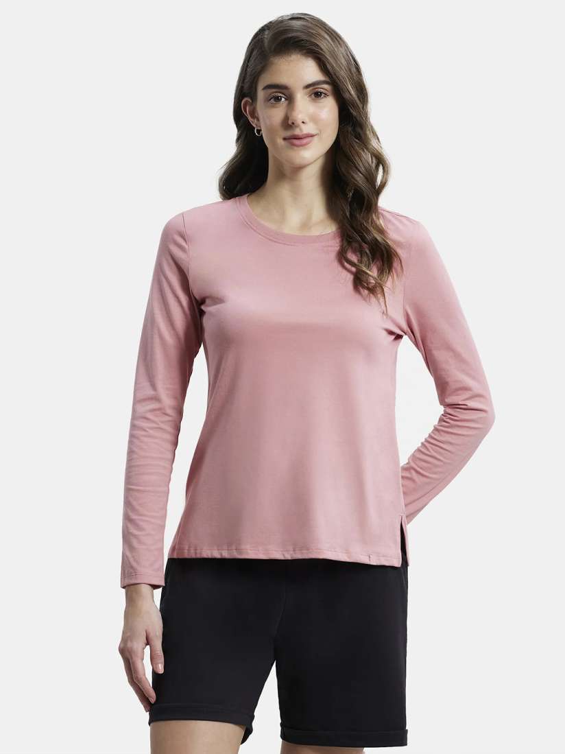Buy Jockey Super Combed Cotton Rich Relaxed Fit Solid Round Neck Full Sleeve Tshirt Tshirts for Women 20757040 Myntra