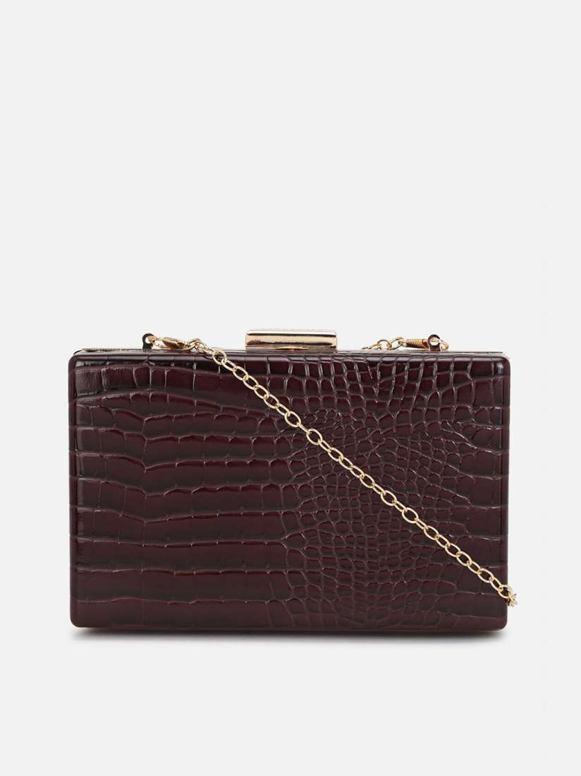 Buy Van Heusen Woman Maroon Textured Box Clutch Clutches for Women 20757596 Myntra