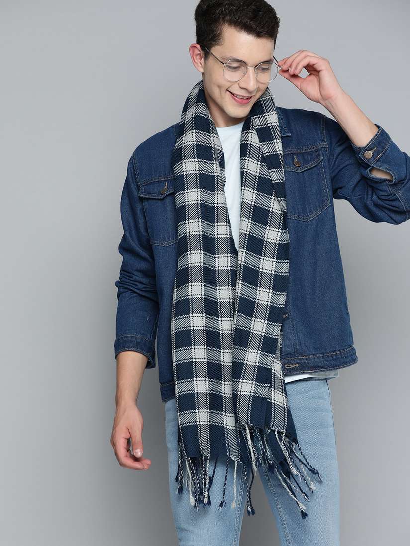 Buy Mast Harbour Men Checked Tasselled Scarf Scarves for Men