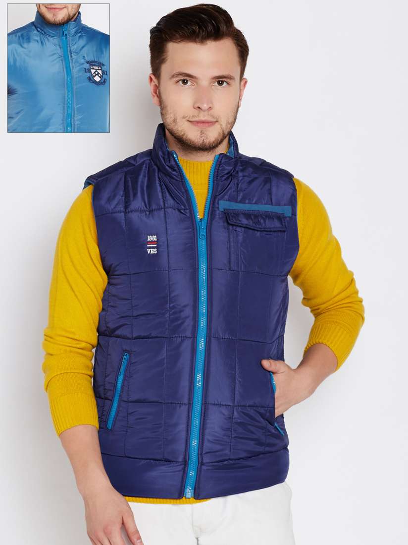 Buy Van Heusen Sport Men Blue Solid Reversible Sleeveless Jacket Jackets for Men 2075888 Myntra