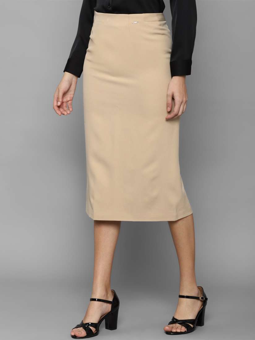 Buy Allen Solly Woman Khaki Solid Pencil Skirts Skirts for Women 20760534 Myntra