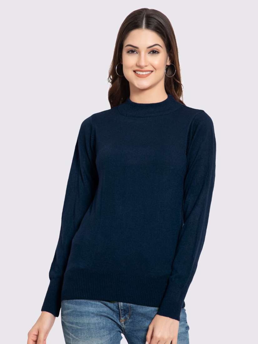 Buy GODFREY Women Navy Blue Turtle Neck Full Sleeve Pullover Sweaters for Women 20763056 Myntra