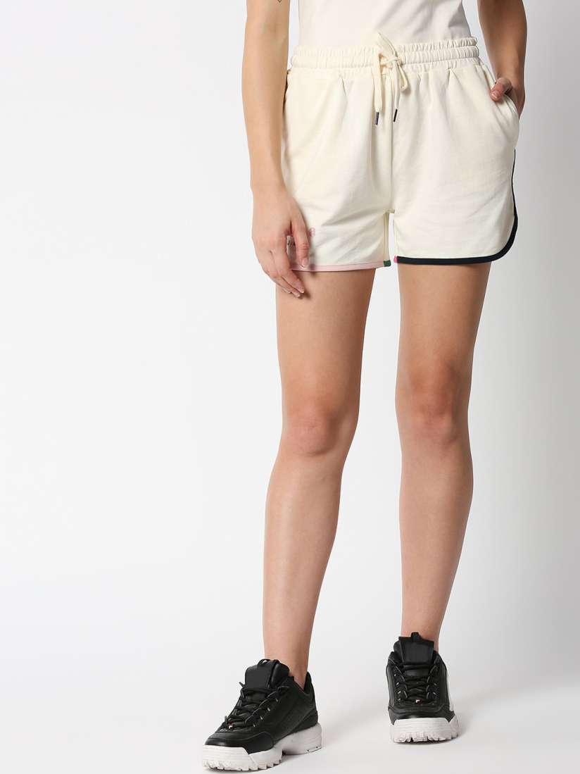 Ladies white cotton shorts online