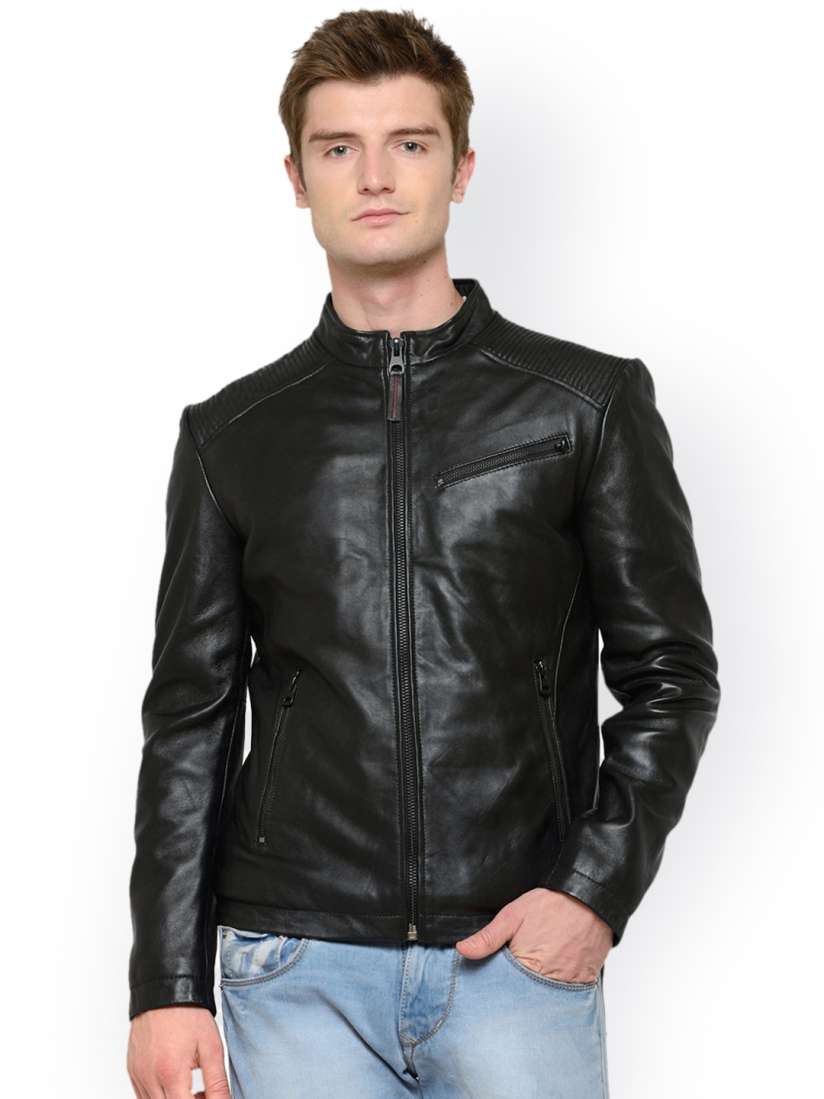 Justanned men's leather jacket discount