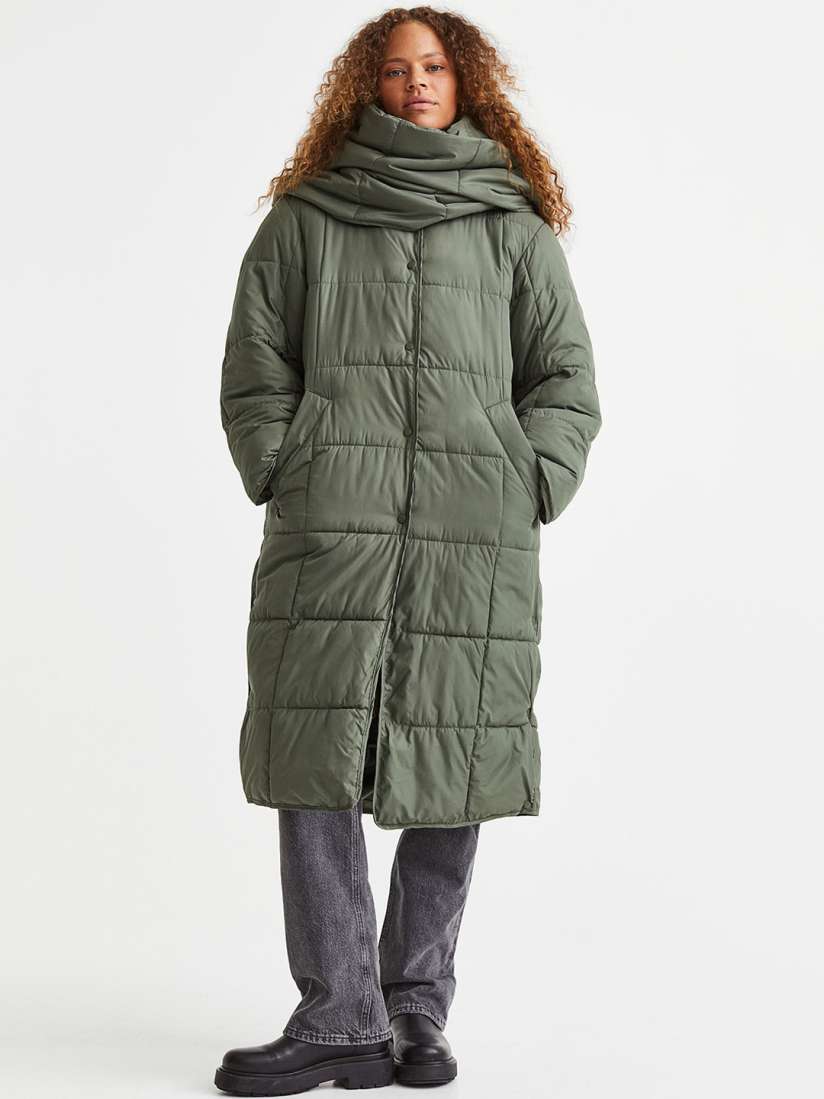 Green quilted coat cheap