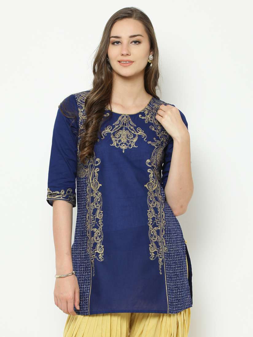 Buy AURELIA Navy Printed Kurti Kurtis for Women 2077121 Myntra