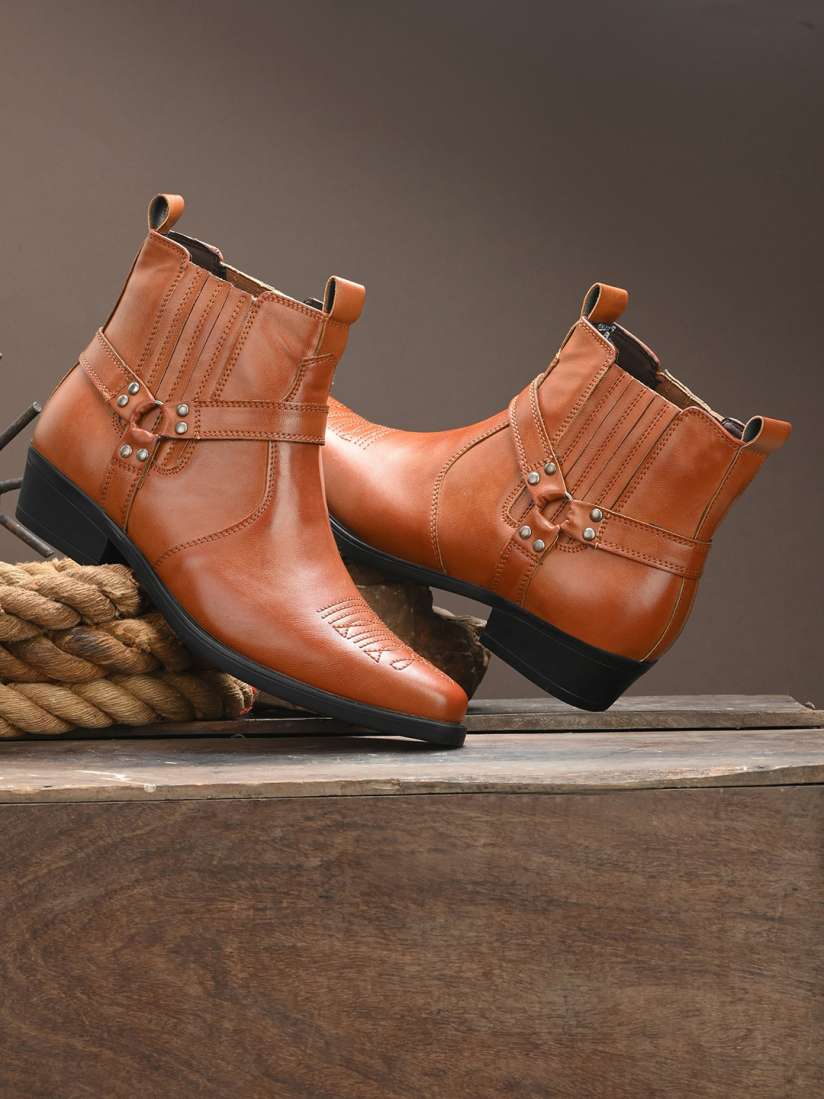 Buy San Frissco Men Tan Brown Faux Leather Slip On Casual Boots Boots for Men 20773676 Myntra