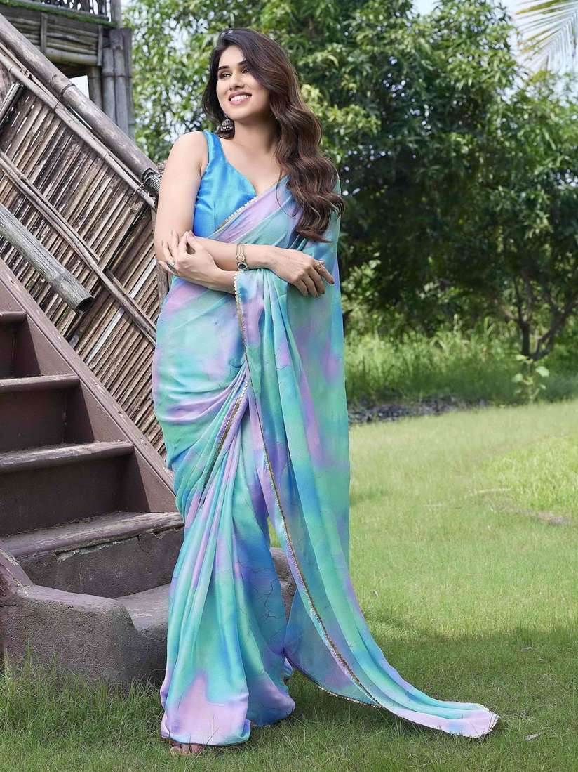 Myntra blue saree new arrivals