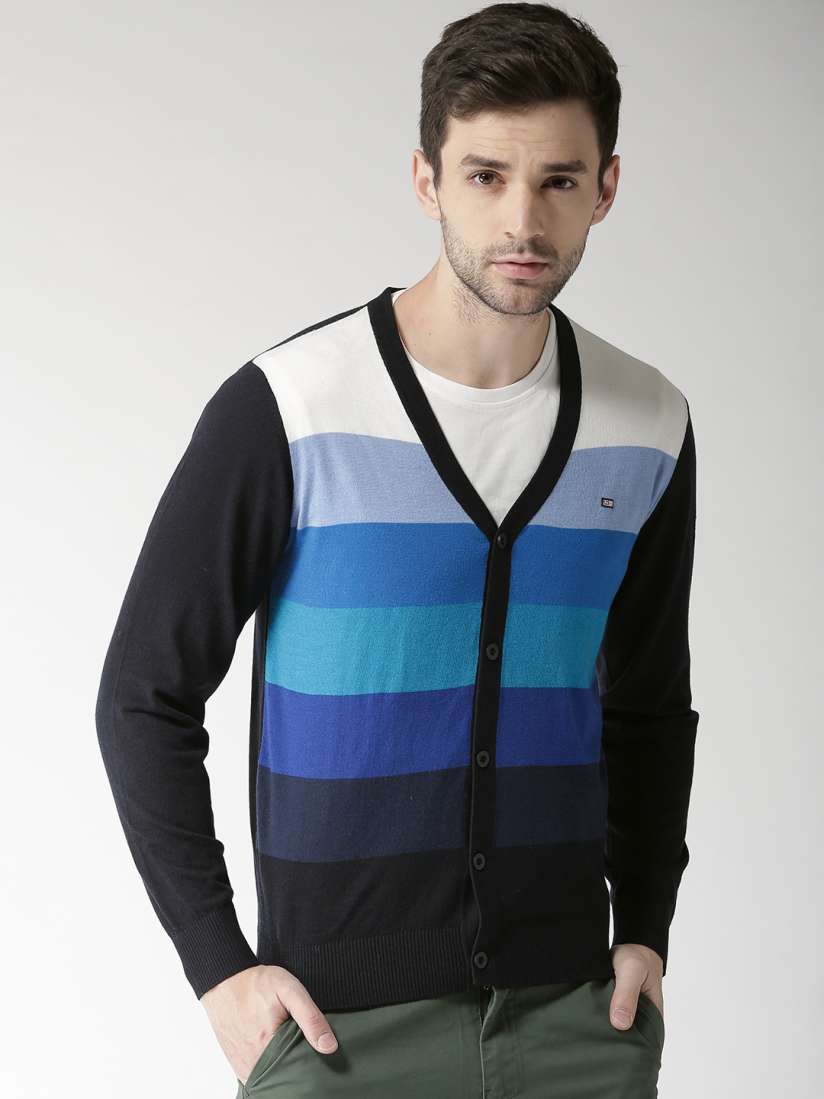 Buy Arrow Sport Men Blue White Striped Cardigan Sweaters for Men 2077987 Myntra