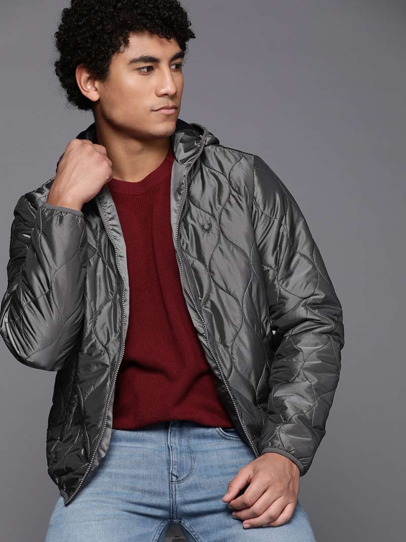 Buy Allen Solly Grey Self Design Padded Hooded Jacket Jackets for Men 20780388 Myntra