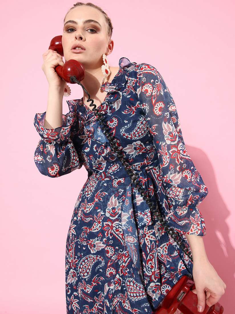 Buy Miss Chase Floral Chiffon Midi Dress Dresses for Women 20787652 Myntra