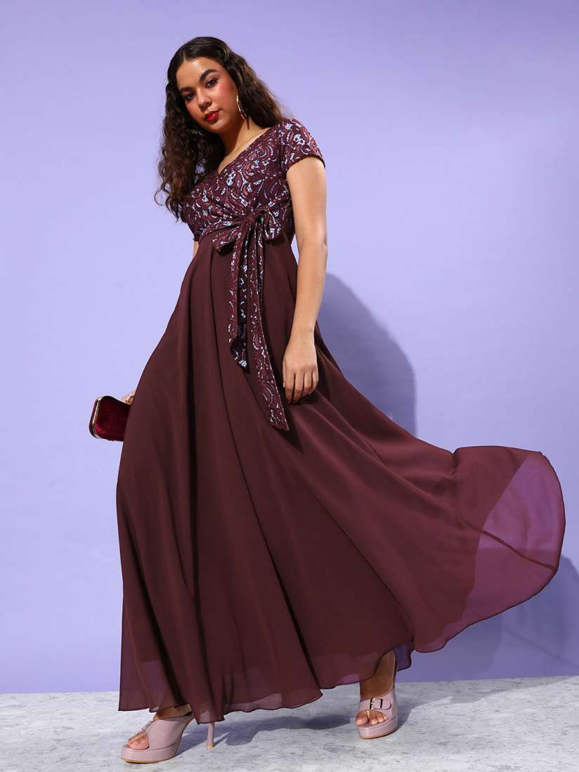 Buy Miss Chase Maroon Georgette Maxi Dress Dresses for Women 20788188 Myntra