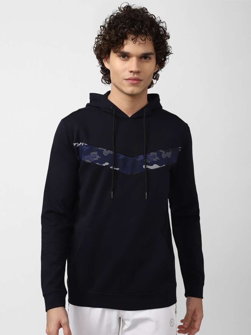Buy Van Heusen Flex Men Black Striped Hooded Sweatshirt Sweatshirts for Men 20790046 Myntra
