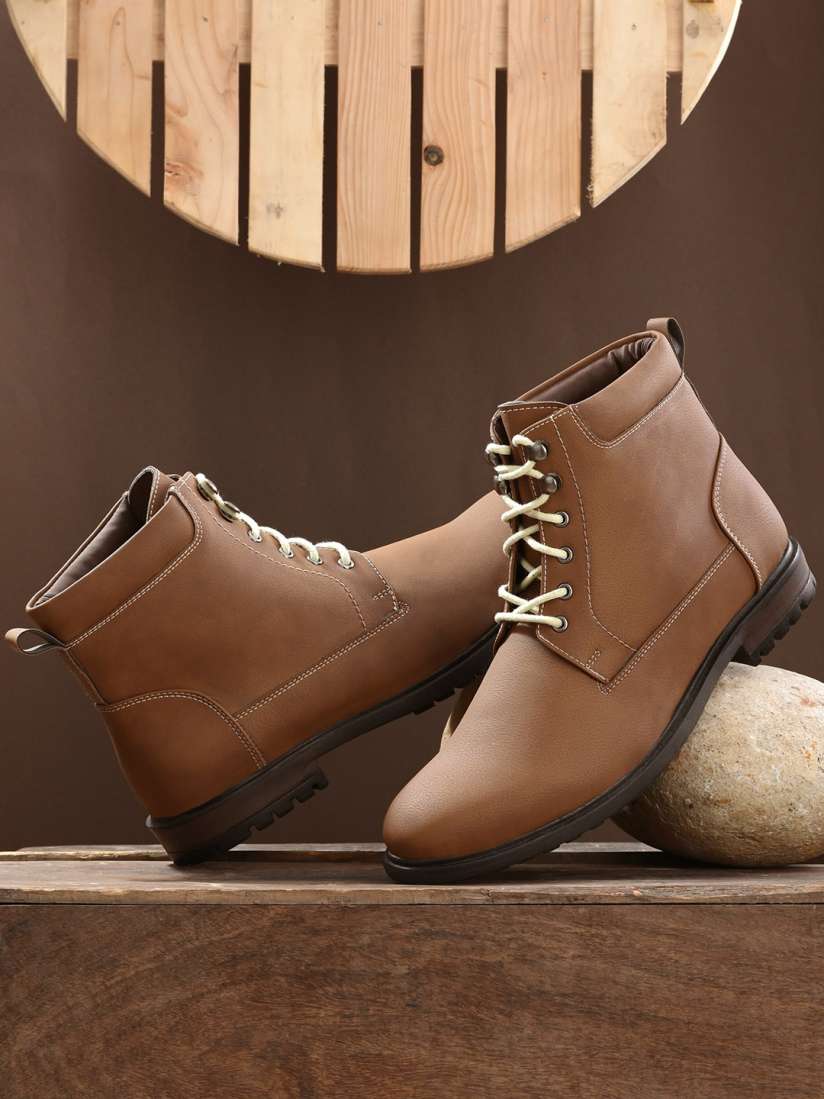 Buy Roadster Men Tan Solid Regular Boots Boots for Men 20790396 Myntra