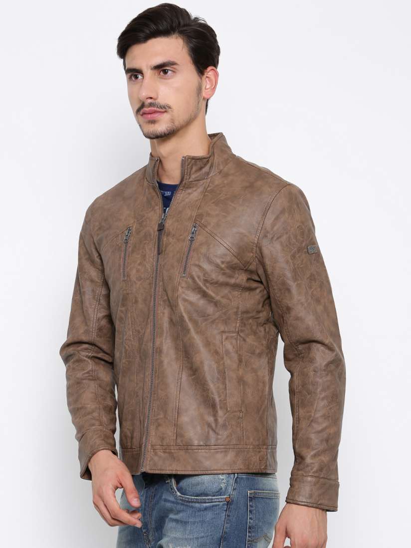 Buy Ed Hardy Men Brown Solid Biker Jacket Jackets for Men 2079135 Myntra