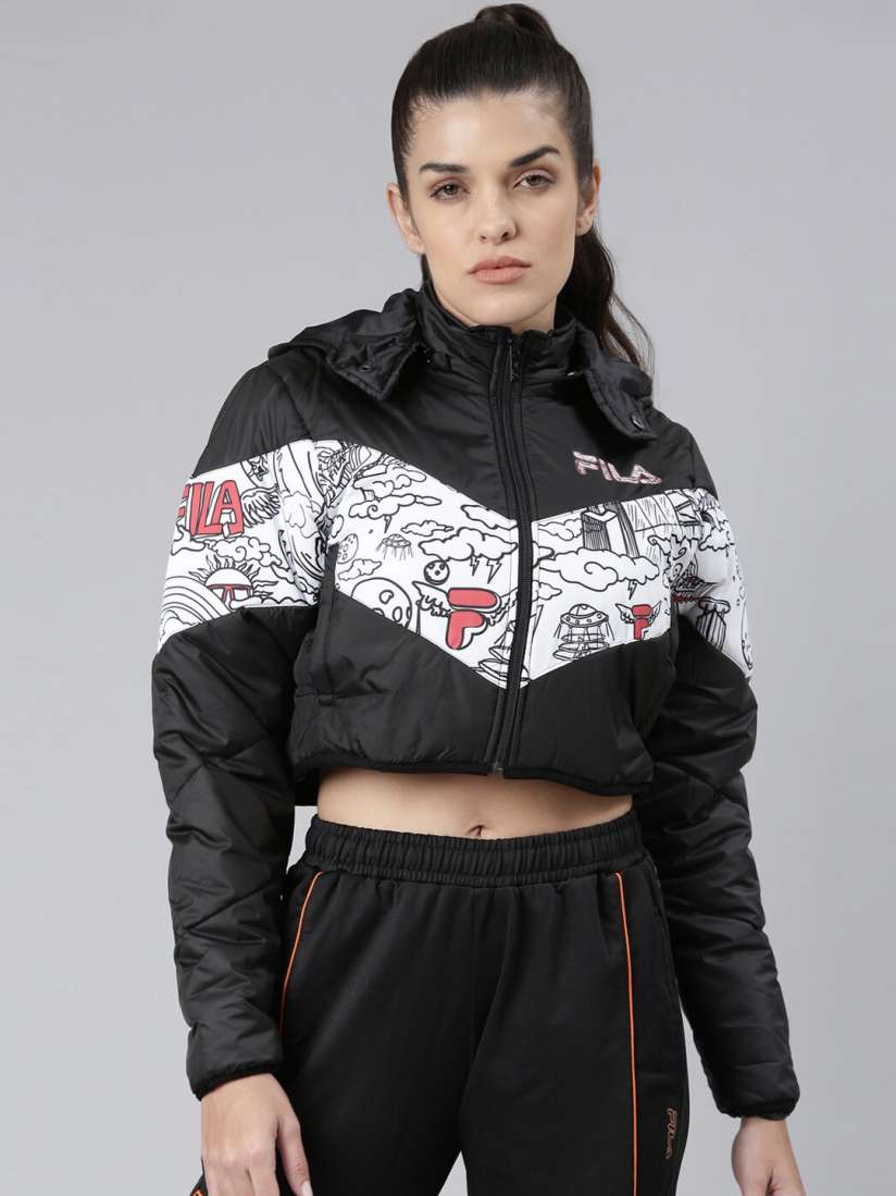 Buy FILA Women Black White Crop Puffer Jacket Jackets for Women 20800776 Myntra
