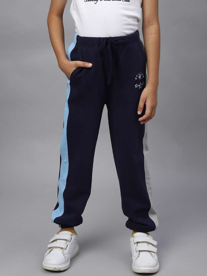 Buy Beverly Hills Polo Club Girls Navy Blue Grey Colourblocked Cotton Joggers Track Pants for Girls 20803208 Myntra