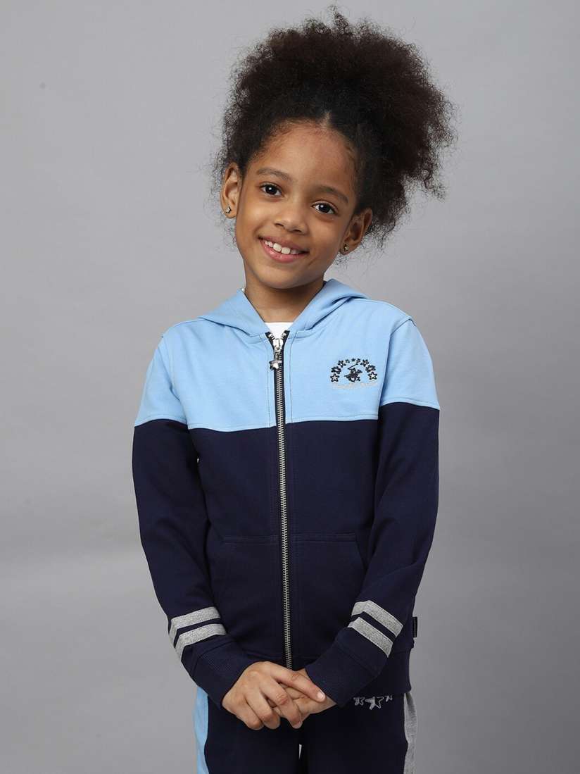 Buy Beverly Hills Polo Club Girls Navy Blue Colourblocked Cotton Hooded Sweatshirt Sweatshirts for Girls 20803224 Myntra