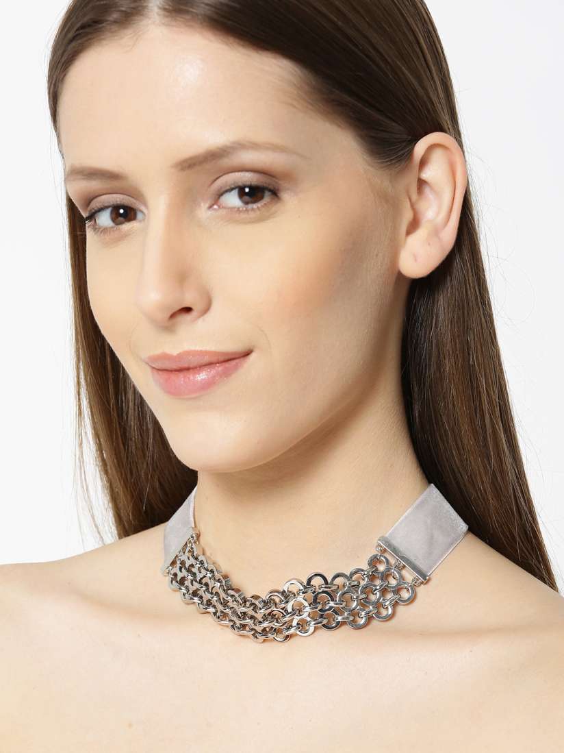 Buy Steve Madden Silver Toned Grey Choker Necklace Necklace and Chains for Women 2081417 Myntra