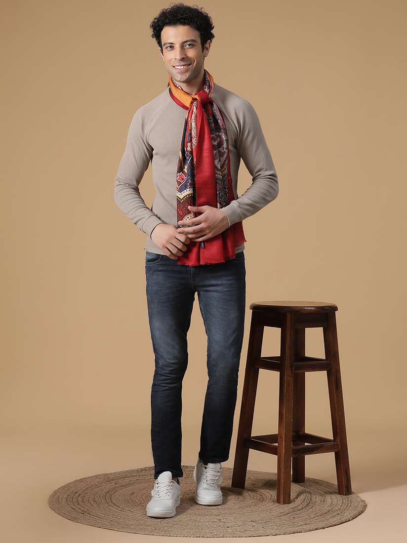 Clothing Mens Scarf Print Shirt Buy SHINGORA Men Maroon Printed