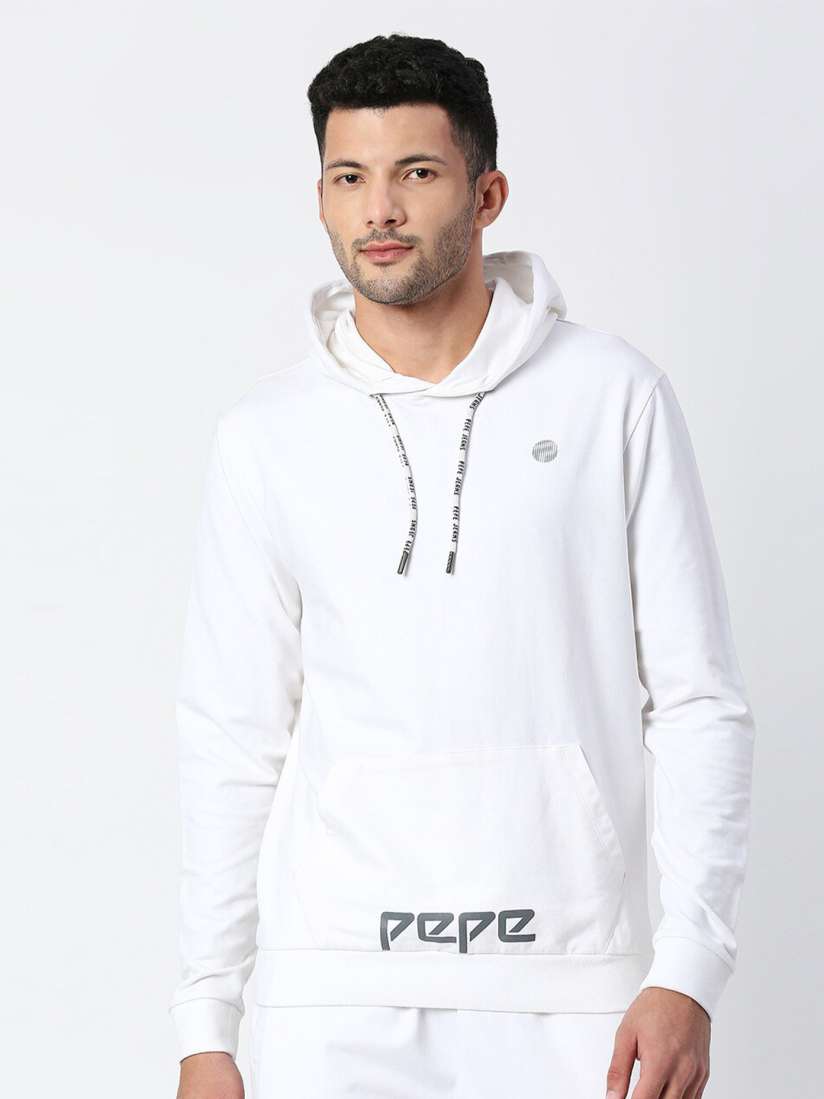 Buy Pepe Jeans Men White Cotton Hooded Sweatshirt Sweatshirts for Men 20817290 Myntra