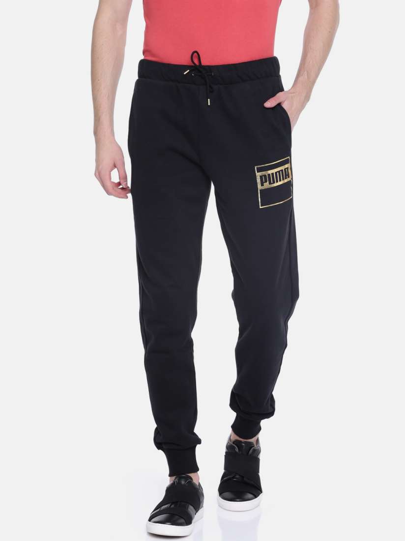 Mens black and gold joggers on sale