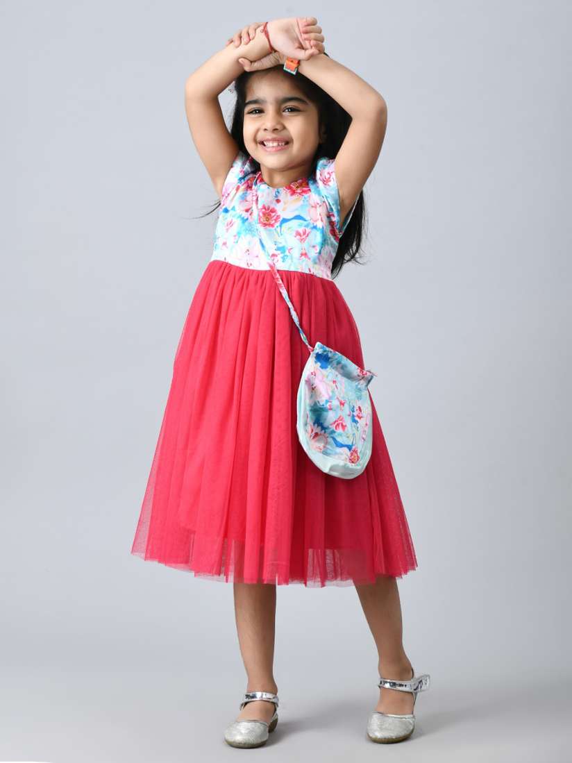 Buy Bella Moda Kids Girls Red Blue Floral Pure Cotton Dress Dresses for Girls 20828936 Myntra