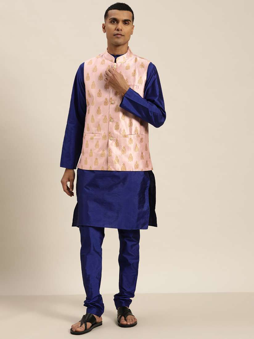 Buy SOJANYA Men Blue Ethnic Motifs Kurta with Churidar Kurta Sets for Men 20830400 Myntra