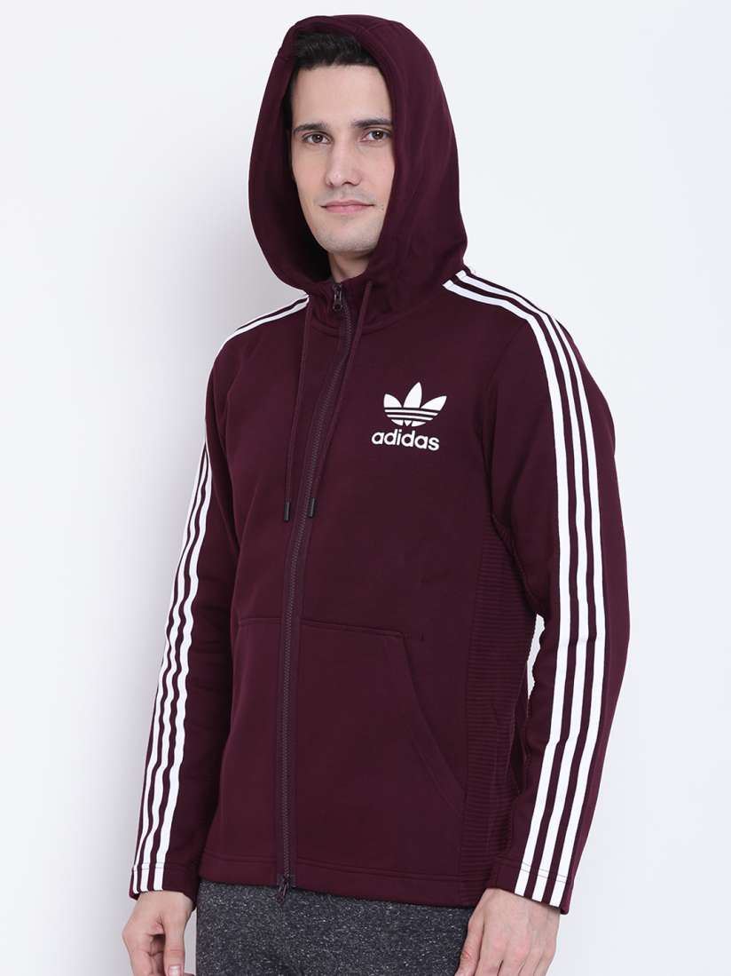 Buy Adidas Originals Men Burgundy CURATED FULLZIP Solid Hooded Sweatshirt Sweatshirts for Men 2083582 Myntra