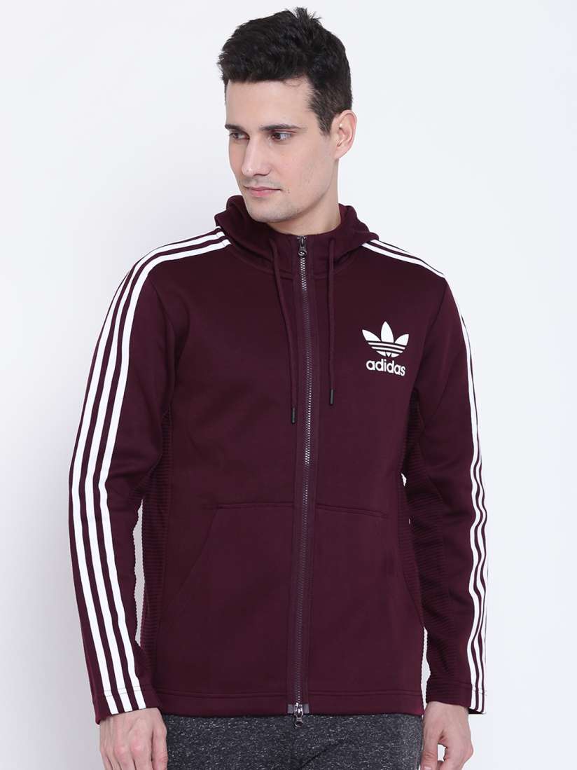 Buy Adidas Originals Men Burgundy CURATED FULLZIP Solid Hooded Sweatshirt Sweatshirts for Men 2083582 Myntra