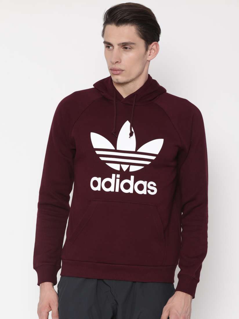 Buy ADIDAS Originals Men Burgundy Printed Hooded Sweatshirt Sweatshirts for Men 2083587 Myntra