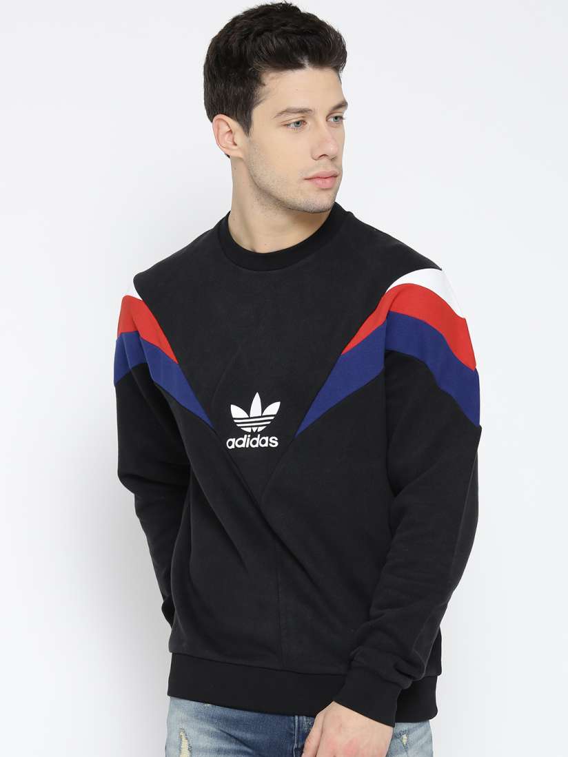 Buy Adidas Originals Men Black NEVA Crew Colourblocked Sweatshirt Sweatshirts for Men 2083613 Myntra
