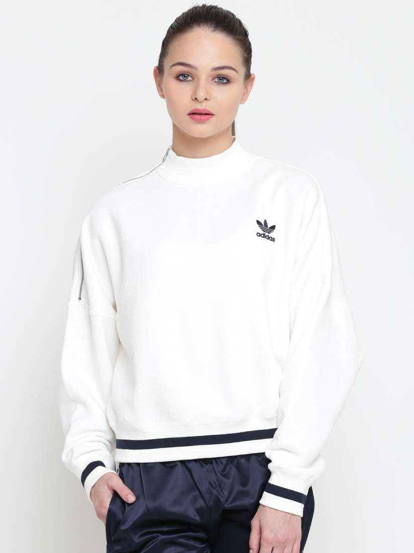 Buy ADIDAS Originals Women White Solid Sweatshirt Sweatshirts for Women 2083619 Myntra