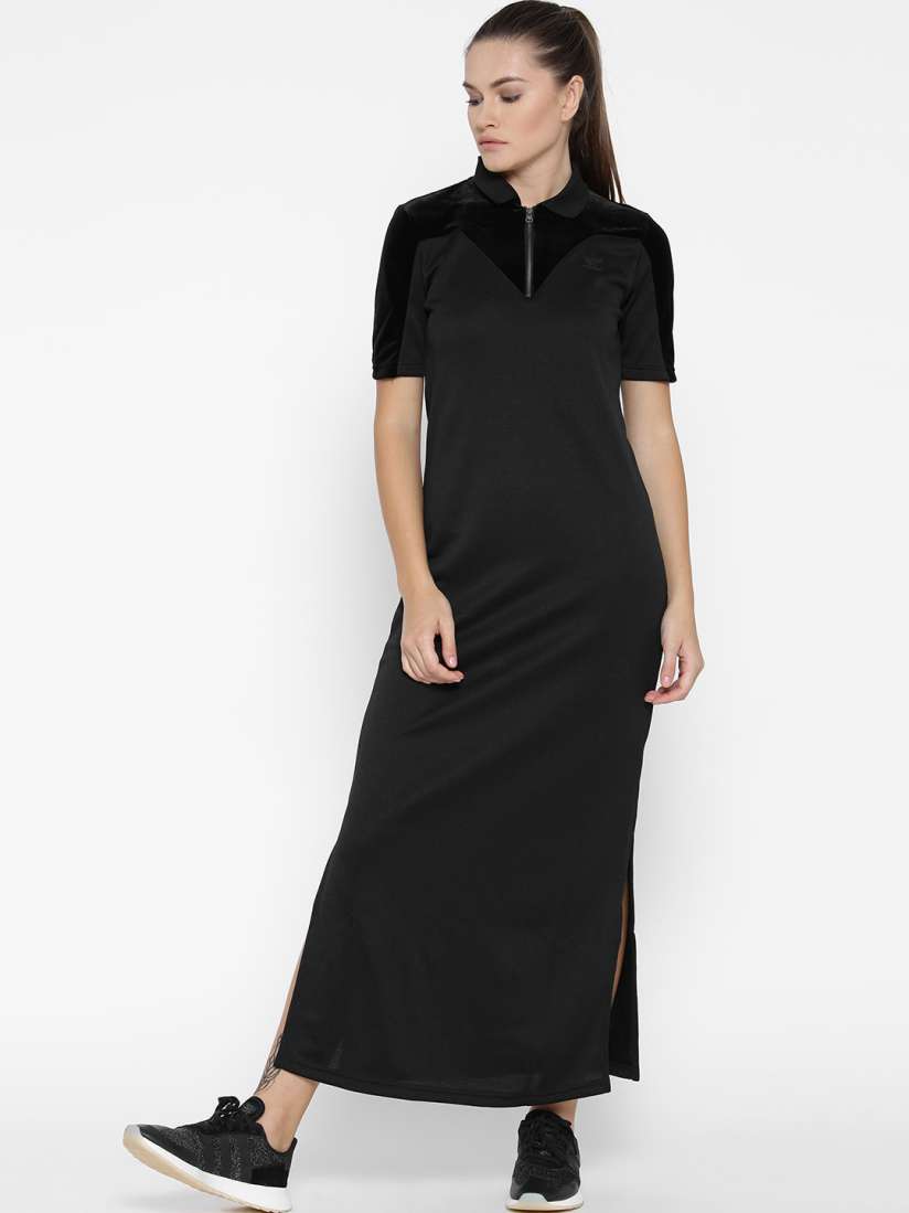Buy ADIDAS Originals Women Black Velvet Vibes Long Tee Maxi Dress Dresses for Women 2083846 Myntra