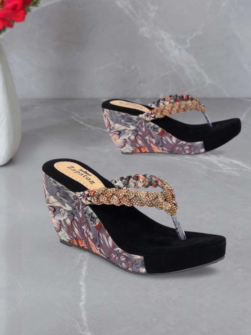 Wedge heel flip flops womens store