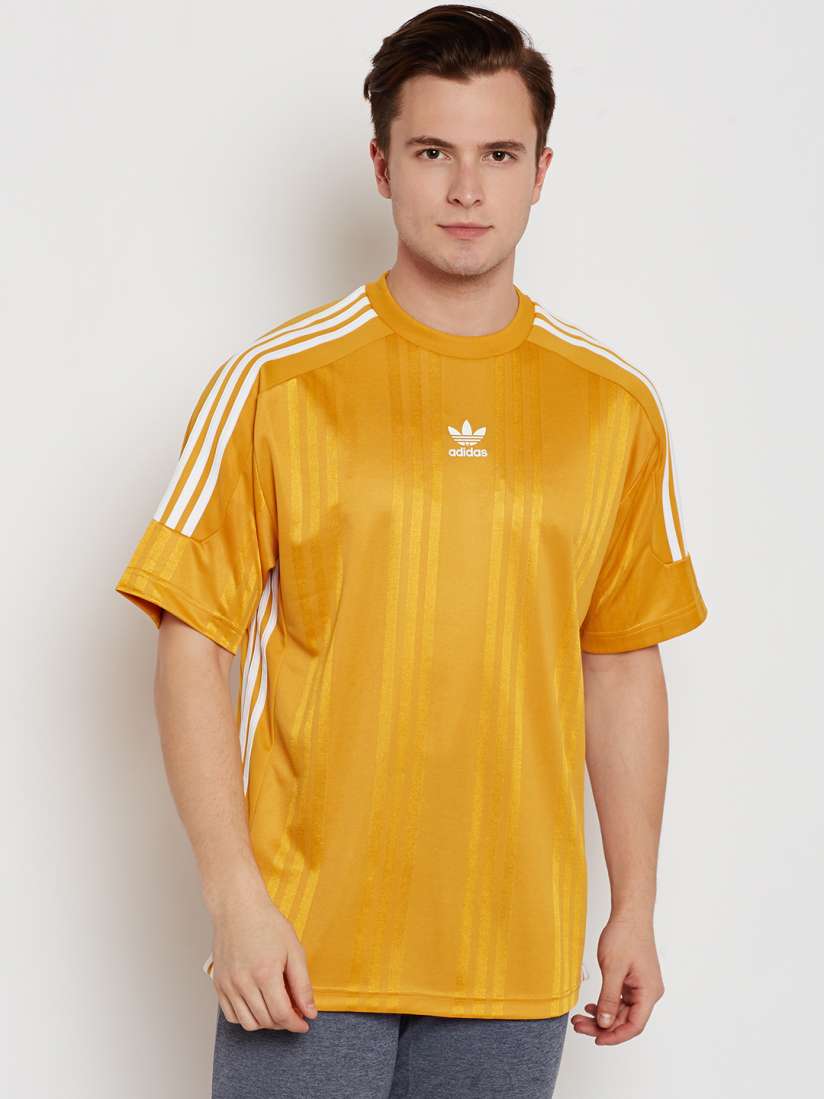 Buy ADIDAS Originals Men Mustard Yellow JAQ 3 Self Striped Round Neck Jersey T shirt Tshirts for Men 2084096 Myntra