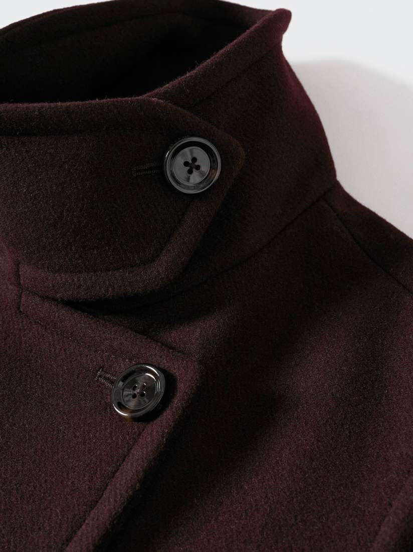 Buy MANGO Women Burgundy Woolen Funnel Neck Sustainable Coat Coats for Women 20840994 Myntra