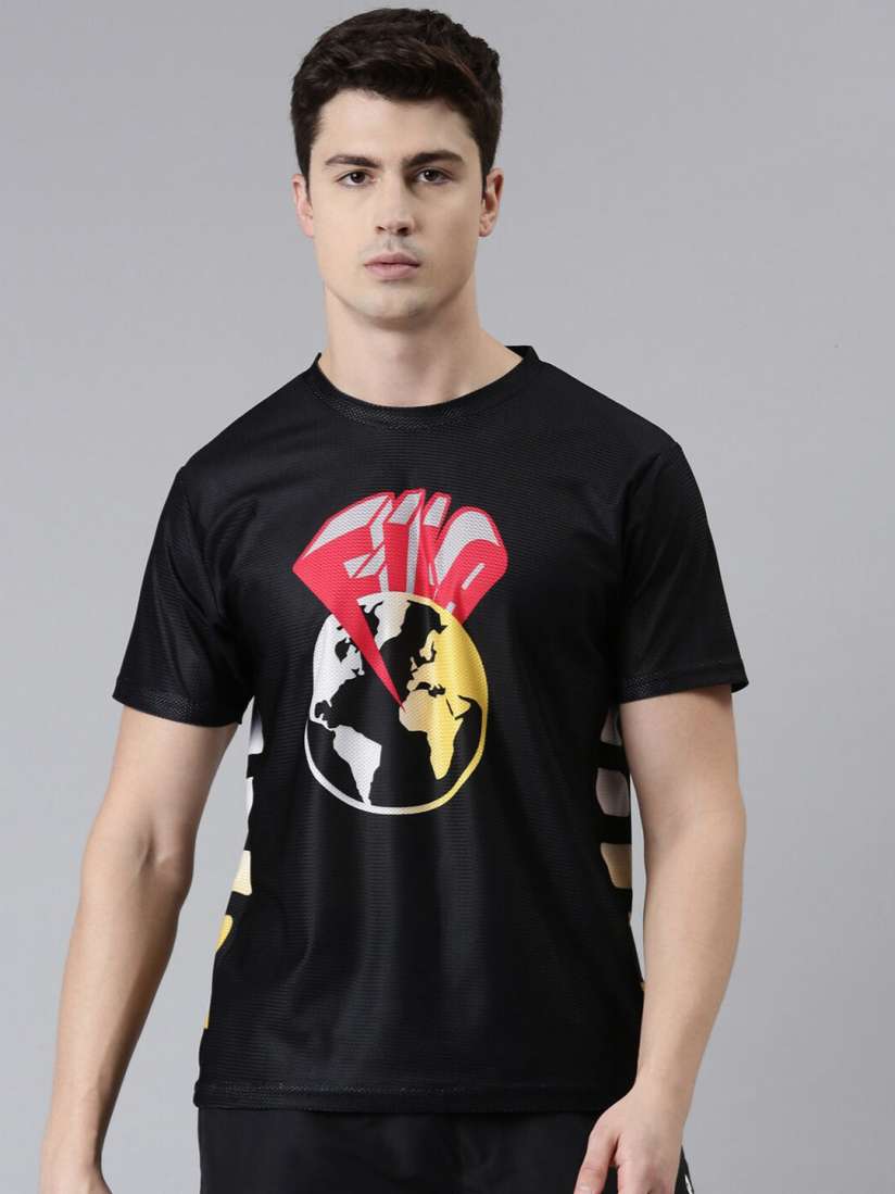 Buy FILA Men Black Printed Round Neck Organic Cotton T shirt Tshirts for Men 20841920 Myntra