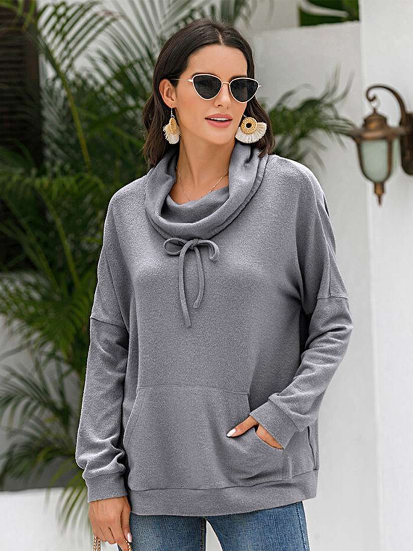Long cowl neck sweatshirt sales