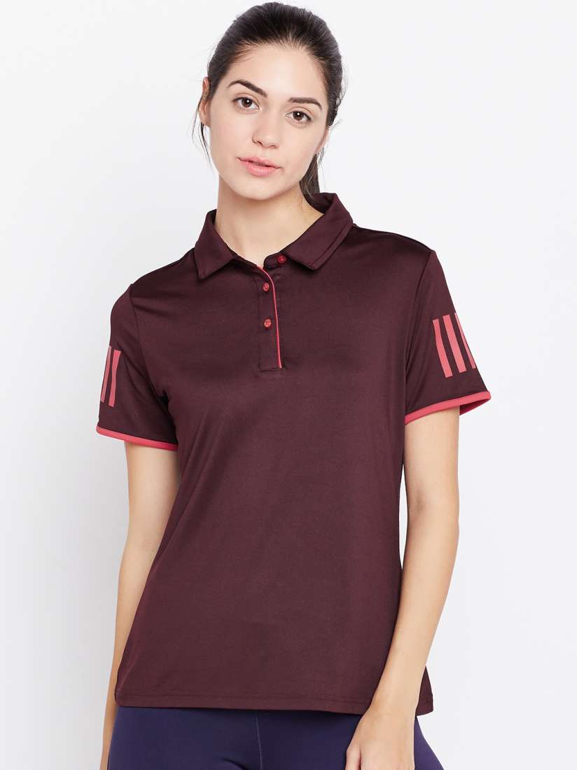 Womens burgundy adidas shirt top