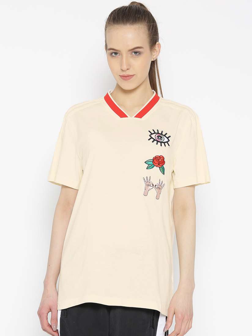 Myntra Adidas T Shirt Boyfriend ADIDAS Originals Women Cream - Main Image