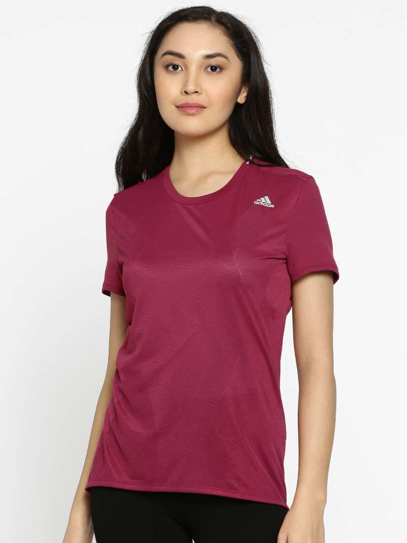 Burgundy adidas top womens sale