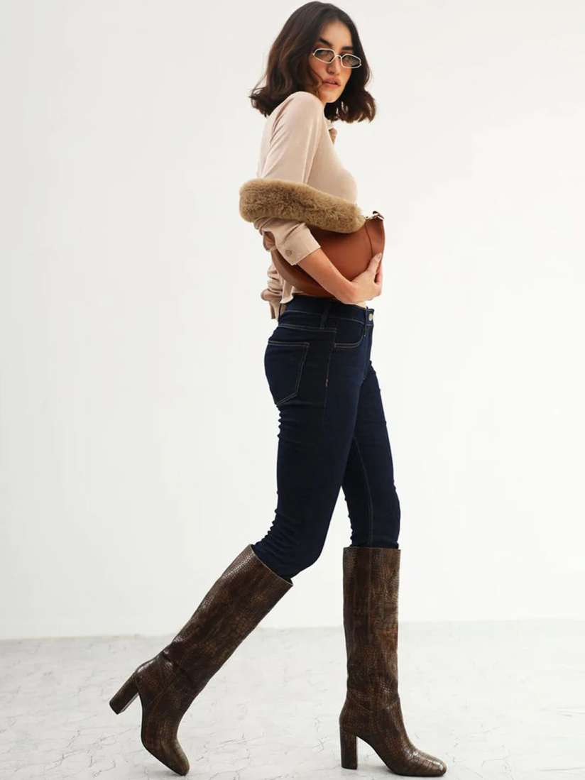 Brown slouchy boots best sale