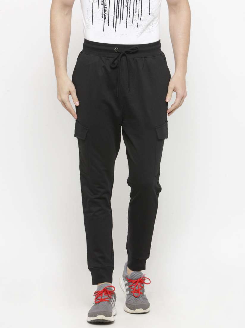 Buy SF JEANS by Pantaloons Black Solid Joggers Track Pants for Men 2084667 Myntra